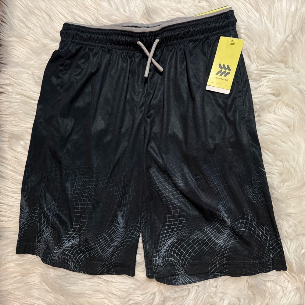 All In‎ Motion Boys L 12-14 Black Athletic Shorts Quick Dry NWT